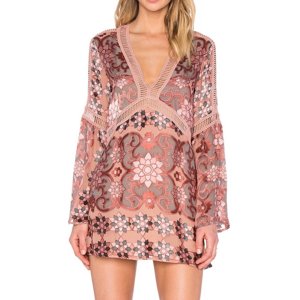 For Love and Lemons Juliet A-Line Mini Dress - Maroon